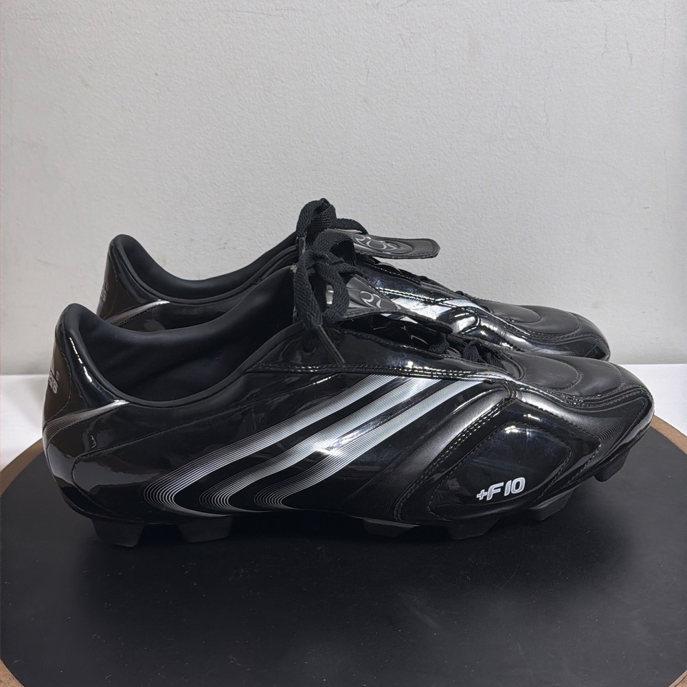 Adidas F10 Soccer Cleats Men US 11.5 Black Firm Ground‎ Vintage Football Shiny